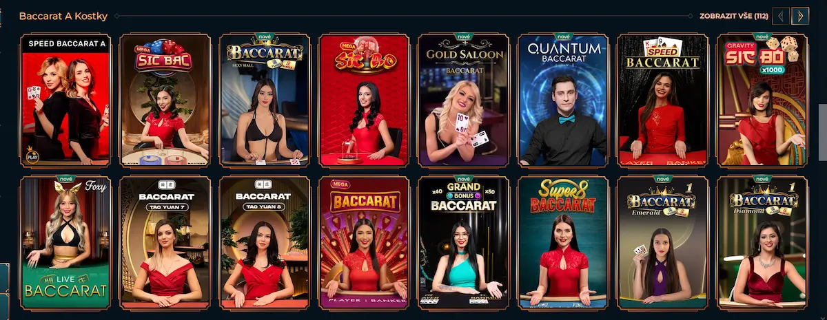 Živý baccarat a stolní hry v Monsterwin Casino